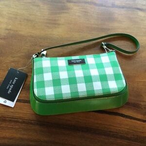 Kate Spade Green and White Plaid Shoulder Bag